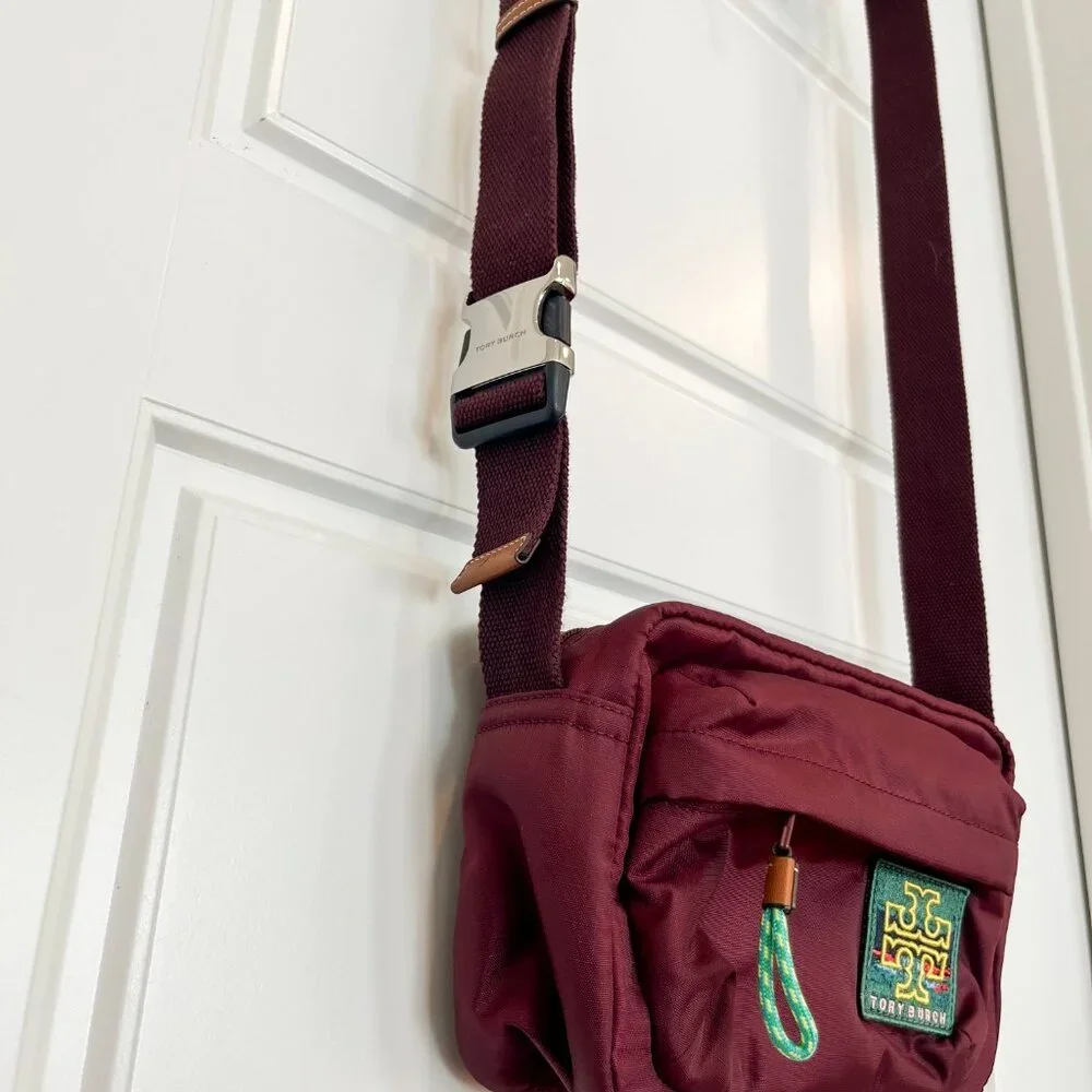 Tory Burch Ripstop Crossbody In Winetasting - Picture 4 of 7